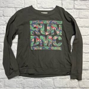 Treasure & Bond Girls Sweatshirt RUN DMC Floral Graphic Charcoal Gray Size XL
